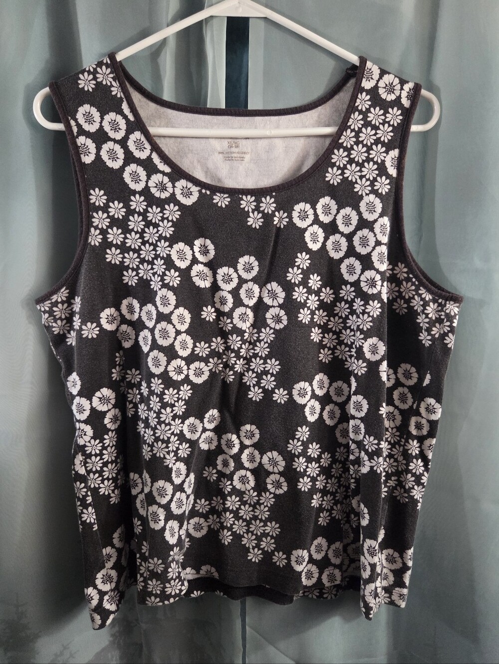 White Stag Grey And White Tank Top with White Floral Print